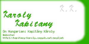 karoly kapitany business card